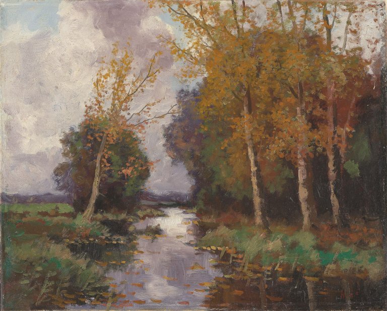 Auf diesem Bild ist das folgende Kunstwerk zu sehen: Hans am Ende. Landschaft im Herbst.