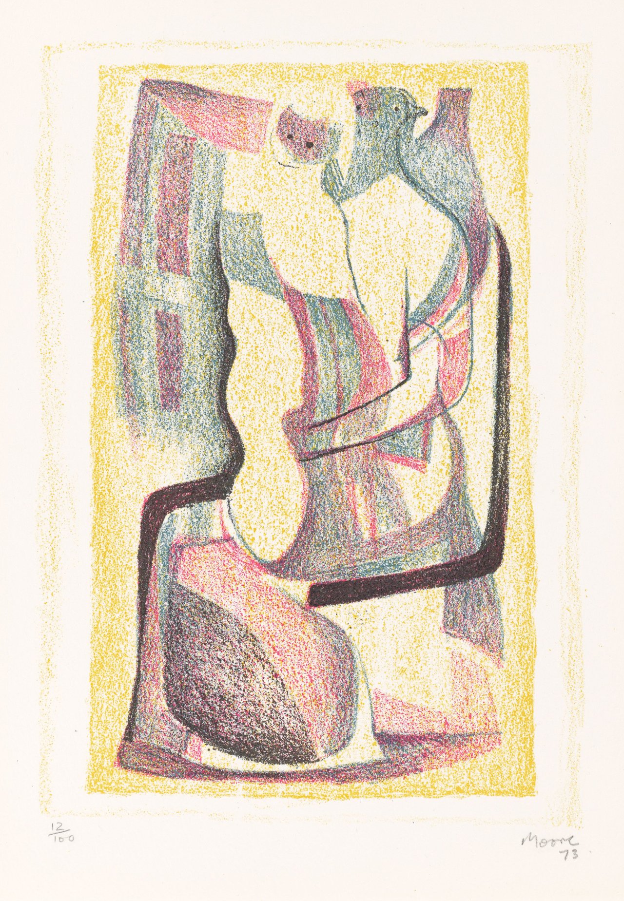 Auf diesem Bild ist das folgende Kunstwerk zu sehen: Henry Moore. „Seated mother with child“. 1973.