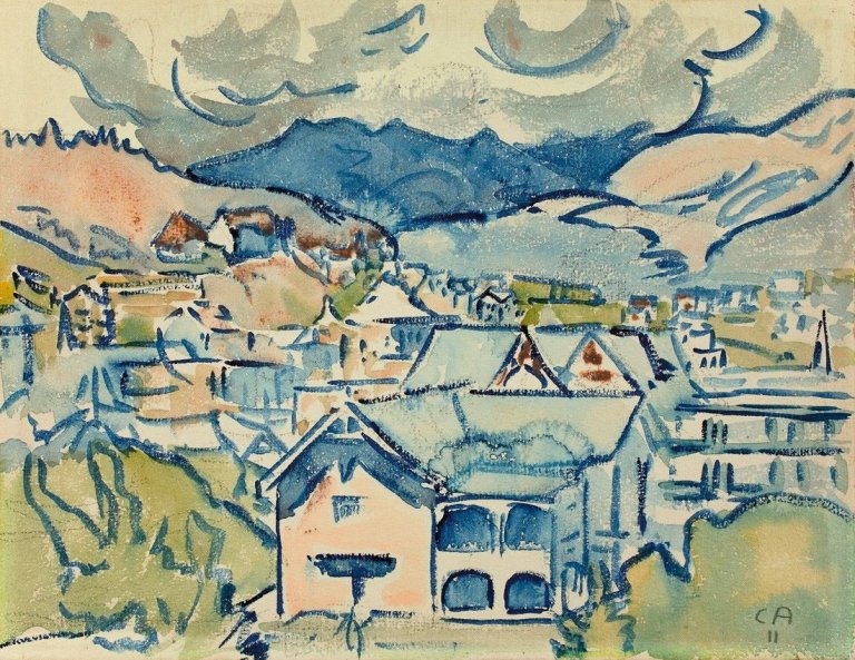 Auf diesem Bild ist das folgende Kunstwerk zu sehen: Cuno Amiet. Bergort. 1911.