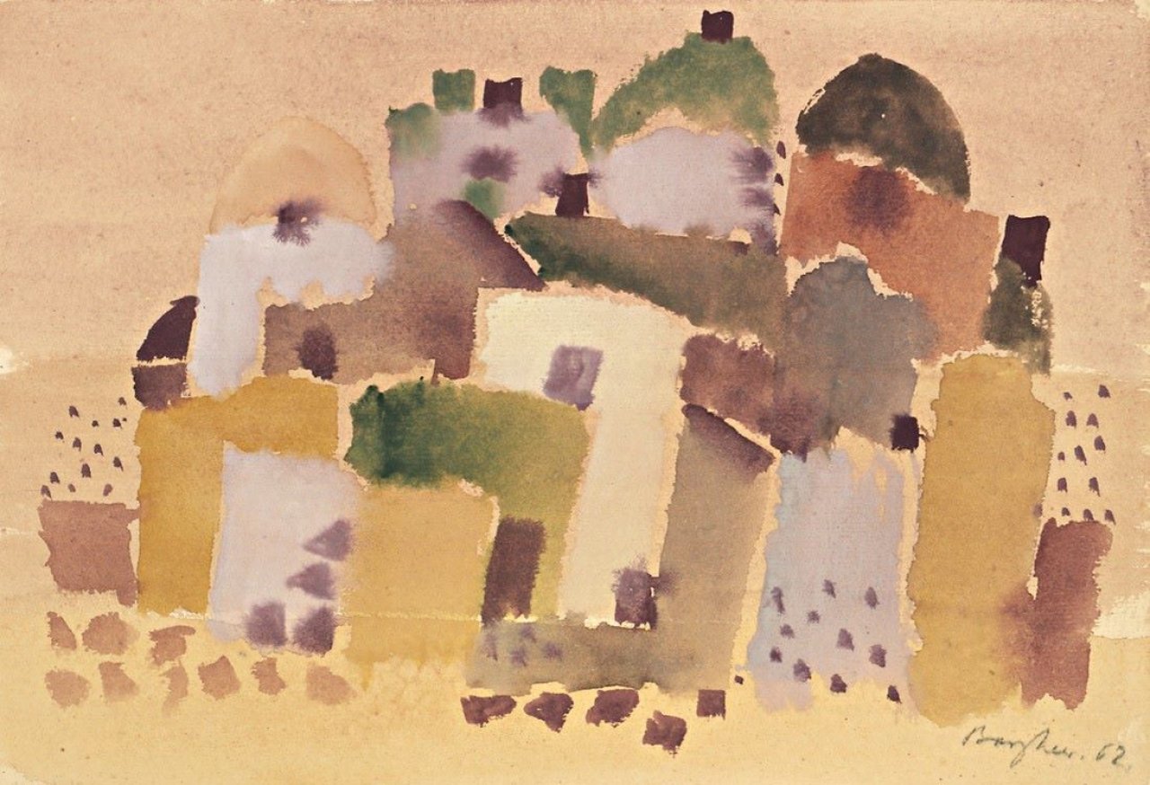 This picture shows the following artwork: Eduard Bargheer. Dorf in Ägypten. 1962.