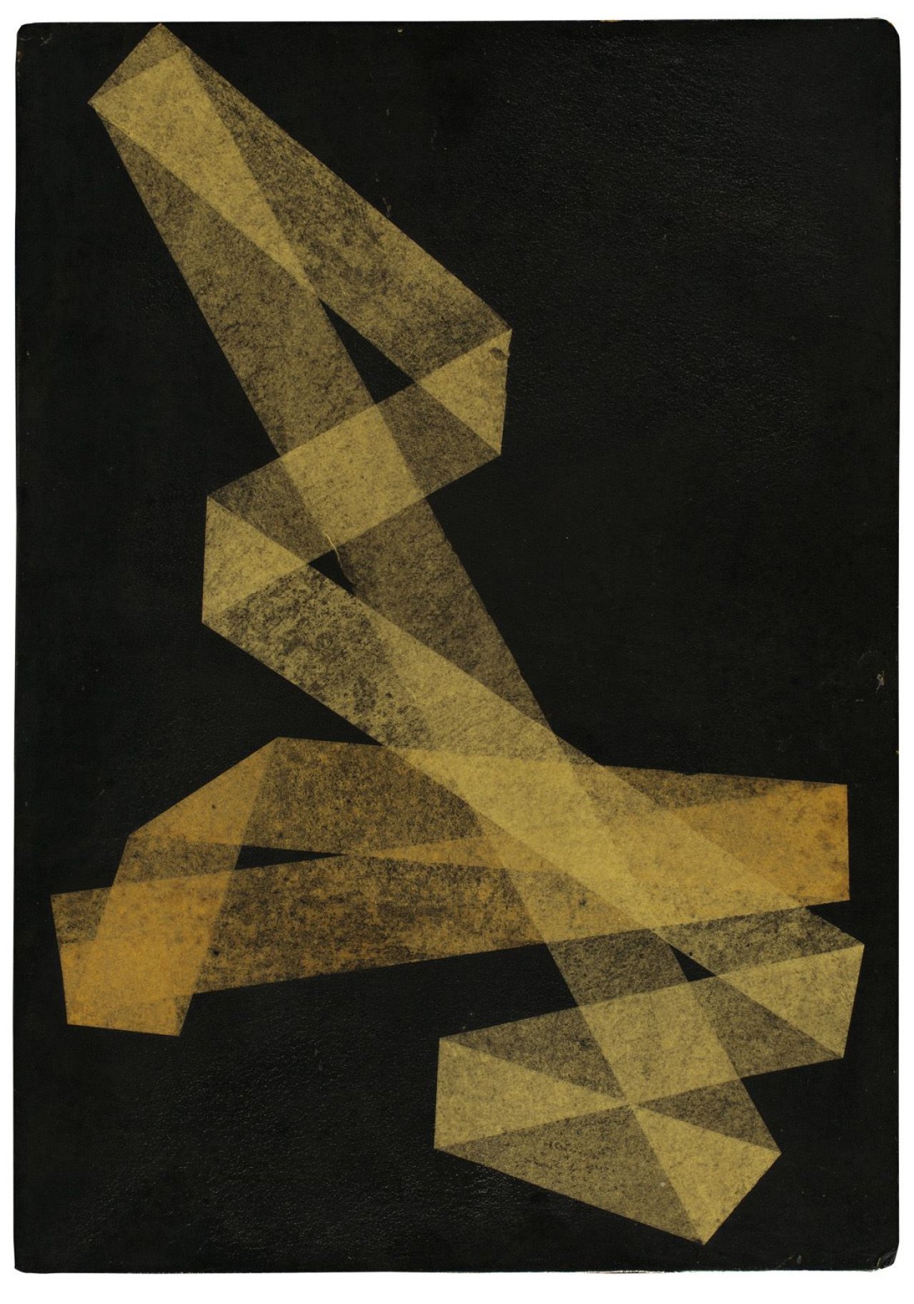 Auf diesem Bild ist das folgende Kunstwerk zu sehen: Hermann Glöckner. „Zwei weiße Faltungen auf Schwarz“. 1933.