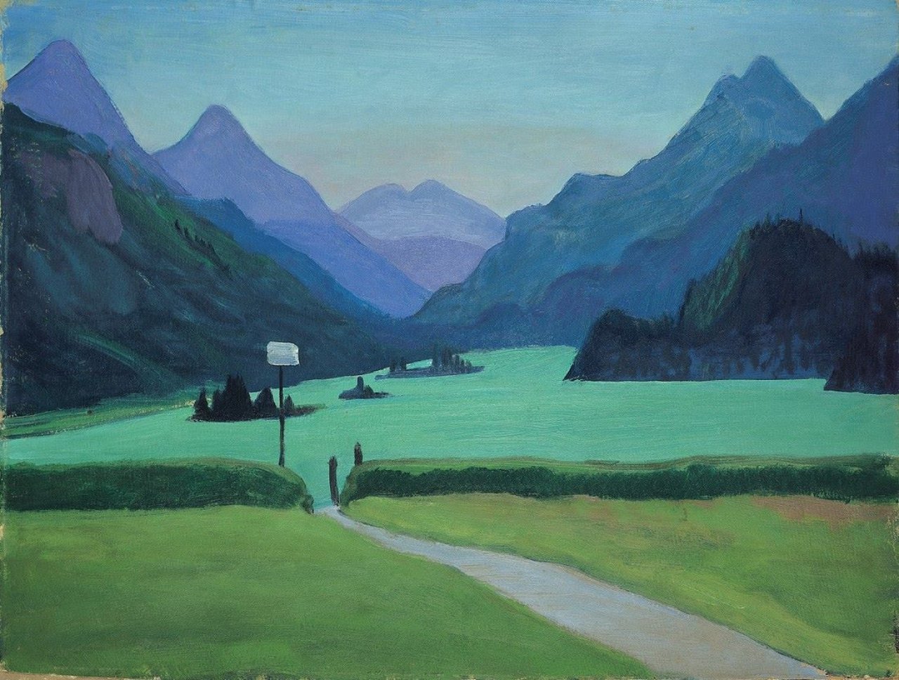 Auf diesem Bild ist das folgende Kunstwerk zu sehen: Gabriele Münter. „Silser See“ (Engadin). 1927.