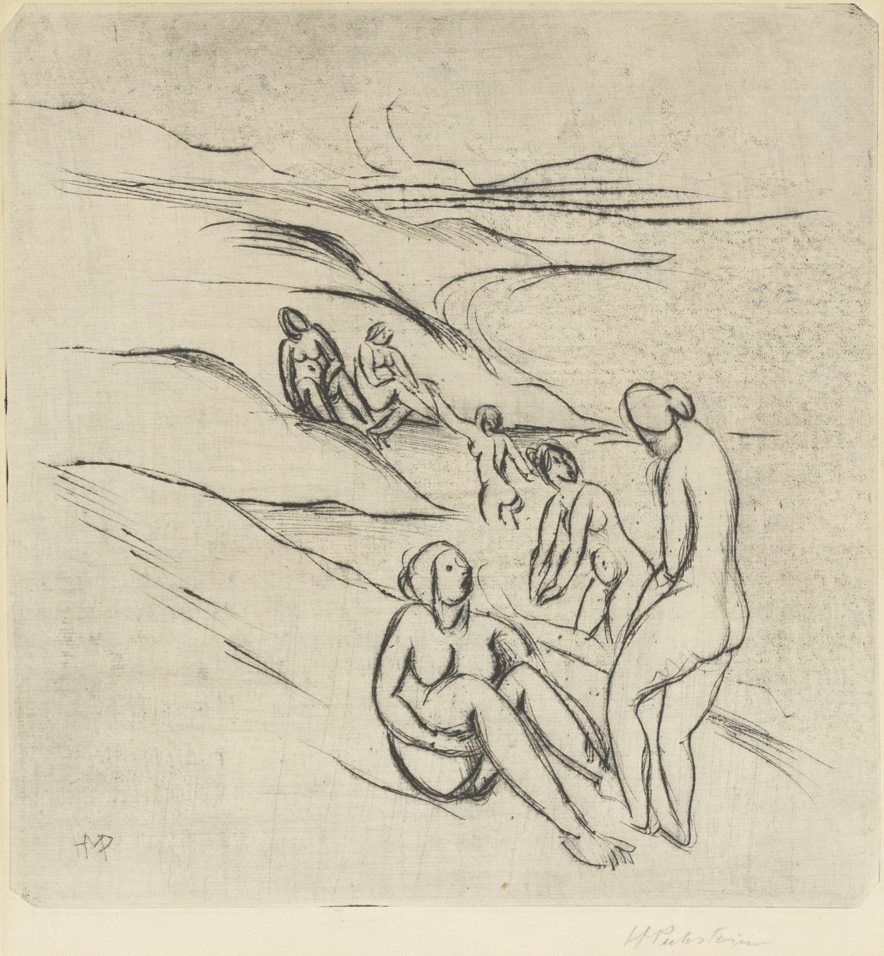 Auf diesem Bild ist das folgende Kunstwerk zu sehen: Max Pechstein. „Am Meer II“. 1912.