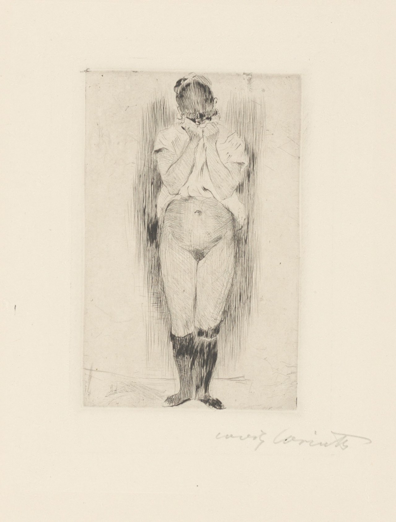 Auf diesem Bild ist das folgende Kunstwerk zu sehen: Lovis Corinth. „Weinendes Mädchen“. 1899.