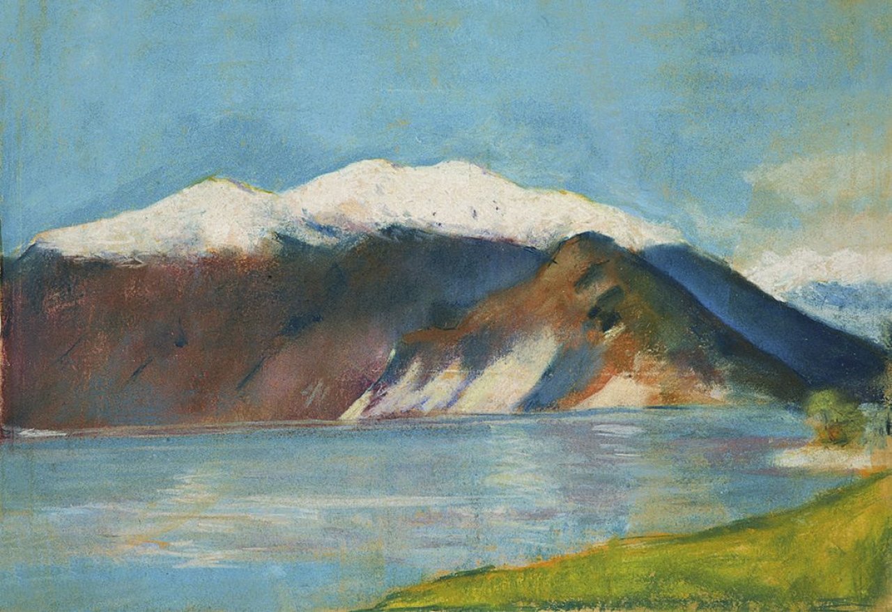 This picture shows the following artwork: Lesser Ury. „Gardasee mit Monte Baldo“.