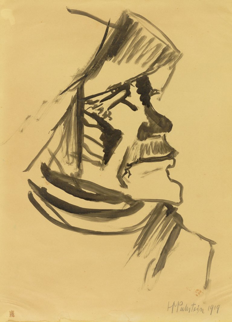 Auf diesem Bild ist das folgende Kunstwerk zu sehen: Max Pechstein. Fischerkopf. 1919.