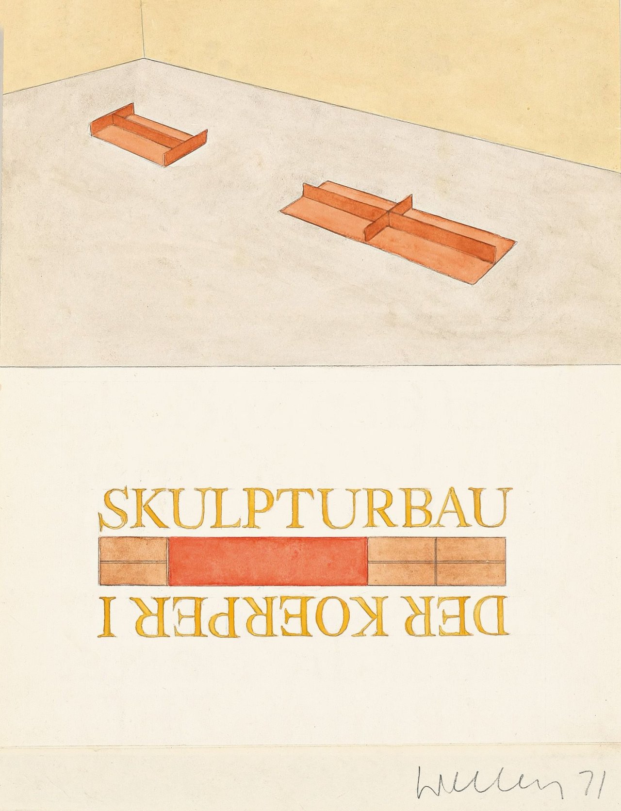 Auf diesem Bild ist das folgende Kunstwerk zu sehen: Franz Erhard Walther. Werkzeichnung. 1971.