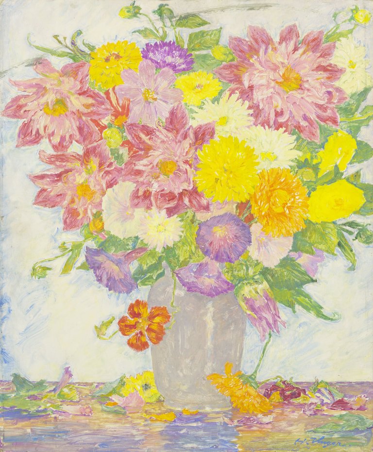 Auf diesem Bild ist das folgende Kunstwerk zu sehen: Hans Unger. Blumenstilleben.