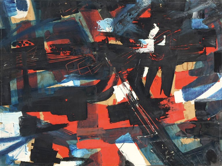 Auf diesem Bild ist das folgende Kunstwerk zu sehen: Fred Thieler. Ohne Titel . 1953.