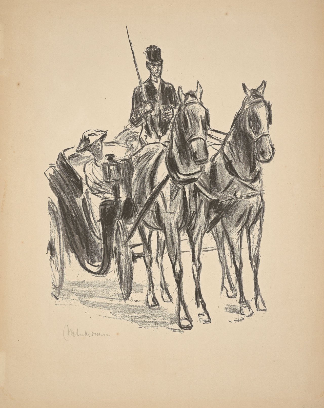 This picture shows the following artwork: Max Liebermann. ”Die Kutsche I”. 1914.