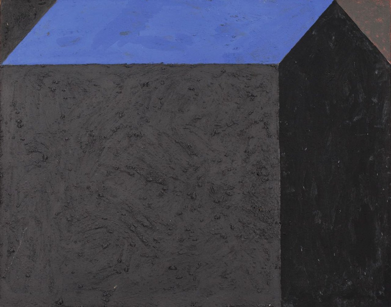 Auf diesem Bild ist das folgende Kunstwerk zu sehen: Horst Antes. „Haus mit Blauem Dach“. 1990-1995.