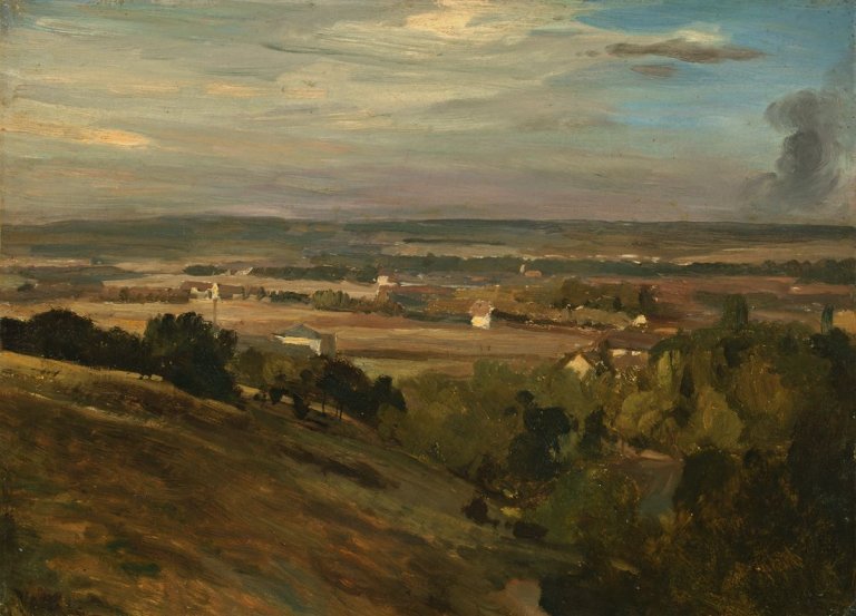 Auf diesem Bild ist das folgende Kunstwerk zu sehen: Christian Friedrich Gille. „Blick über das Elbtal bei Dresden“. Um 1870/75.