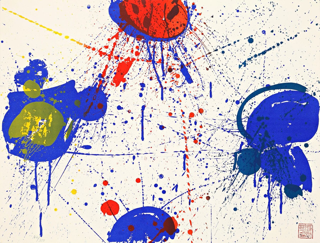 Auf diesem Bild ist das folgende Kunstwerk zu sehen: Sam Francis. „The upper red “. 1963.
