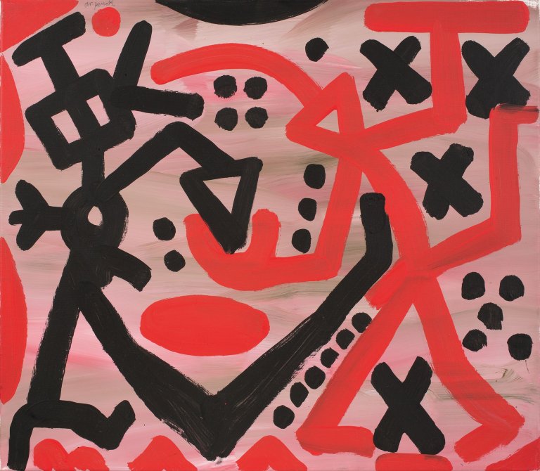 Auf diesem Bild ist das folgende Kunstwerk zu sehen: A.R. Penck. Westmann/Ostmann. 1990.