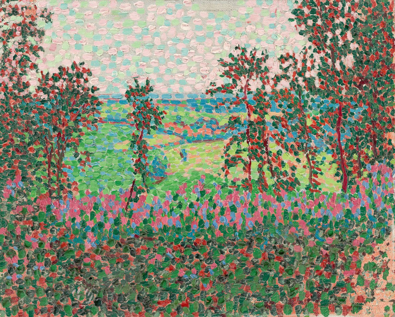 Auf diesem Bild ist das folgende Kunstwerk zu sehen: Gustav Gildemeister. Sommerlandschaft. Um 1908.