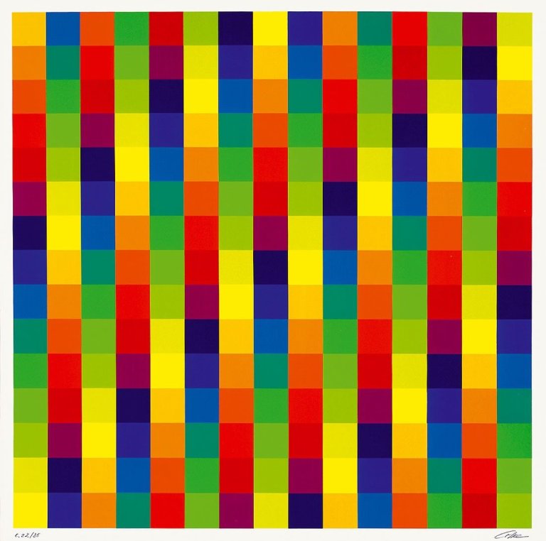 Auf diesem Bild ist das folgende Kunstwerk zu sehen: Richard Paul Lohse. „Modulare Ordnungen - Serielle Ordnungen“ (Mappe C). 1976.