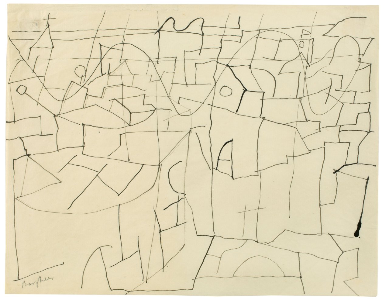 This picture shows the following artwork: Eduard Bargheer. Ohne Titel (Häuser). Circa 1965.