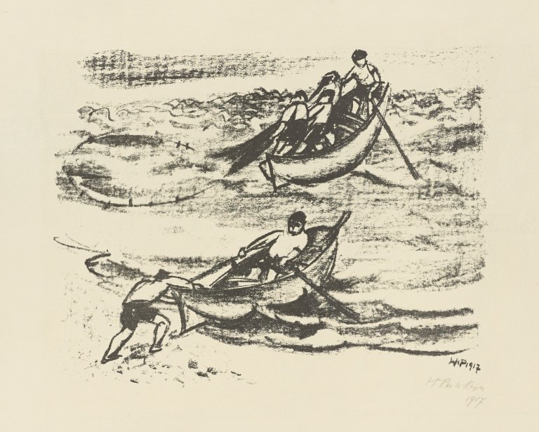 Auf diesem Bild ist das folgende Kunstwerk zu sehen: Max Pechstein. „Fischfang. Italienische Fischer III“. 1917.