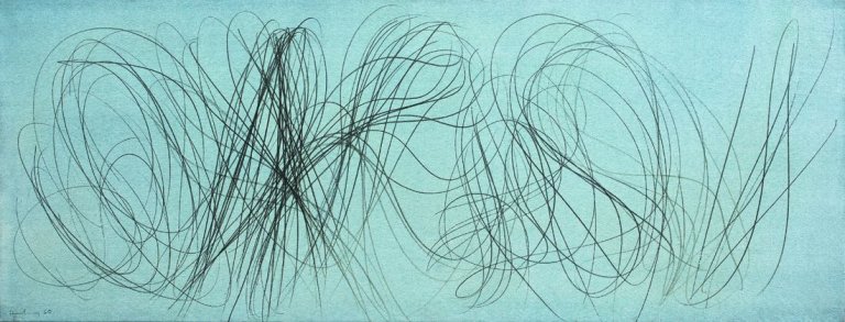 Auf diesem Bild ist das folgende Kunstwerk zu sehen: Hans Hartung. „T–1960–7“. 1960.