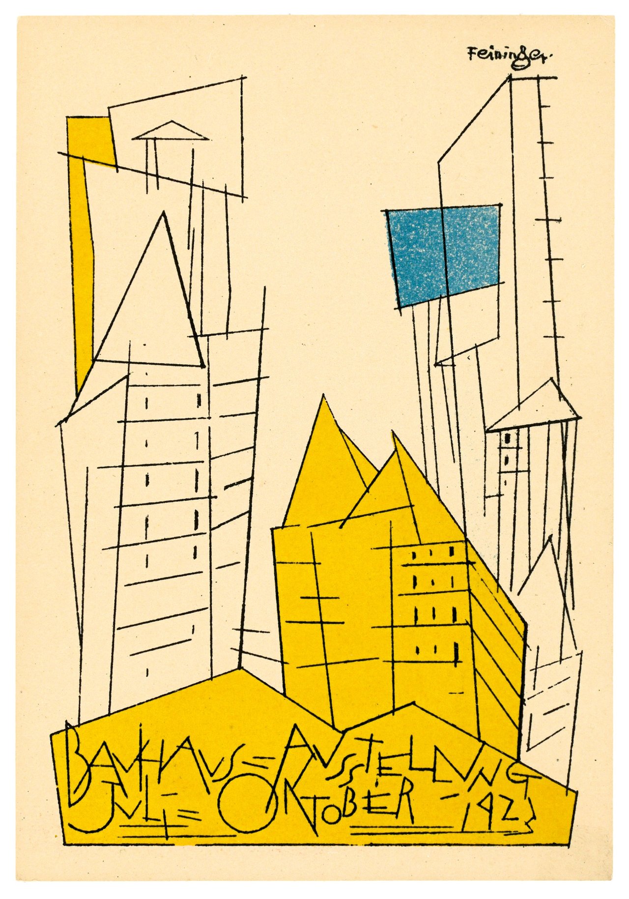 This picture shows the following artwork: Lyonel Feininger. „Stadt“ – „Bauhaus-Ausstellung Juli – Oktober 1923“. 1923.