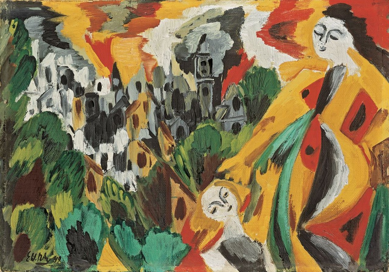 This picture shows the following artwork: Ernst Wilhelm Nay. „Der Abendgruß“. 1942.