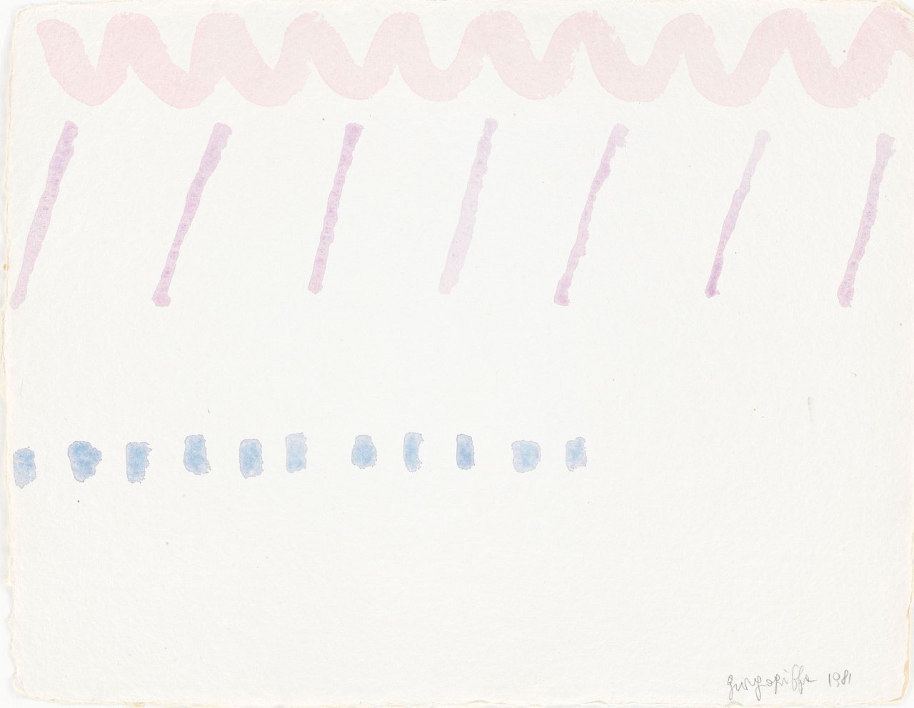 Auf diesem Bild ist das folgende Kunstwerk zu sehen: Giorgio Griffa. „Senza Titolo“. 1981.