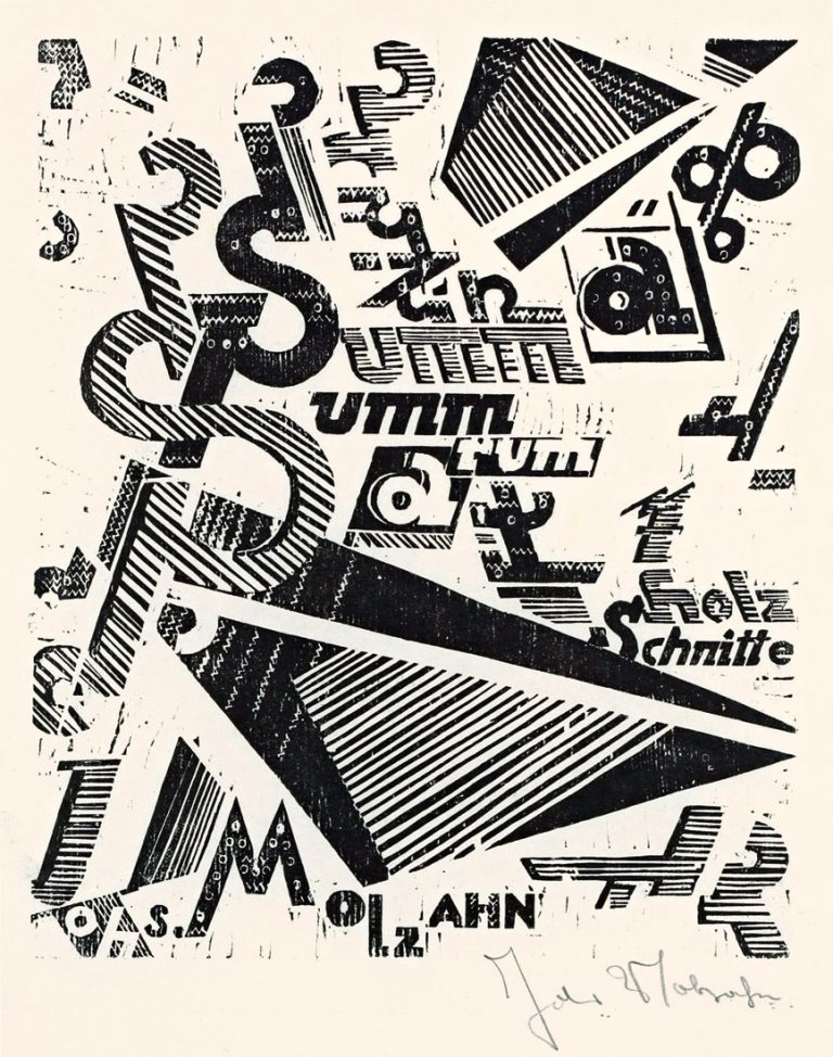 Auf diesem Bild ist das folgende Kunstwerk zu sehen: Johannes Molzahn. „Titelblatt“ zur Folge: Summa Sumarum. 1921.