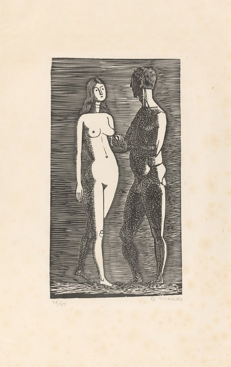 Auf diesem Bild ist das folgende Kunstwerk zu sehen: Gerhard Marcks. „Mann und Mädchen I“. 1959.