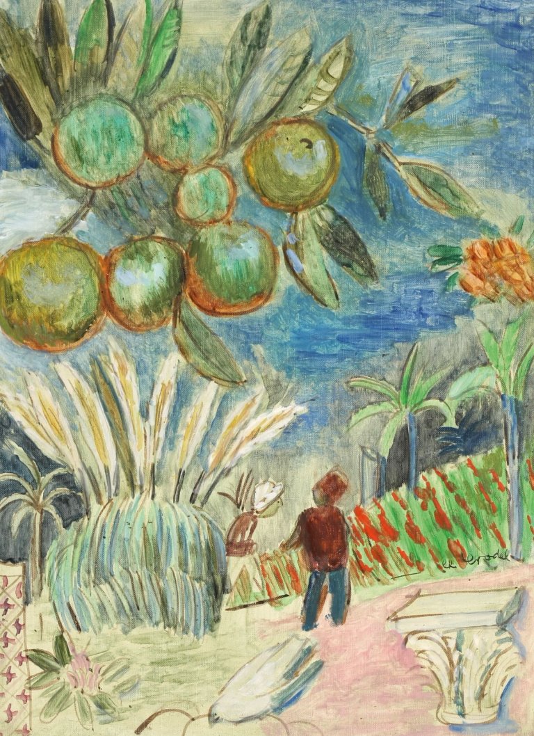 Auf diesem Bild ist das folgende Kunstwerk zu sehen: Charles Crodel. „Parklandschaft in Tunis“. Ca. 1955.