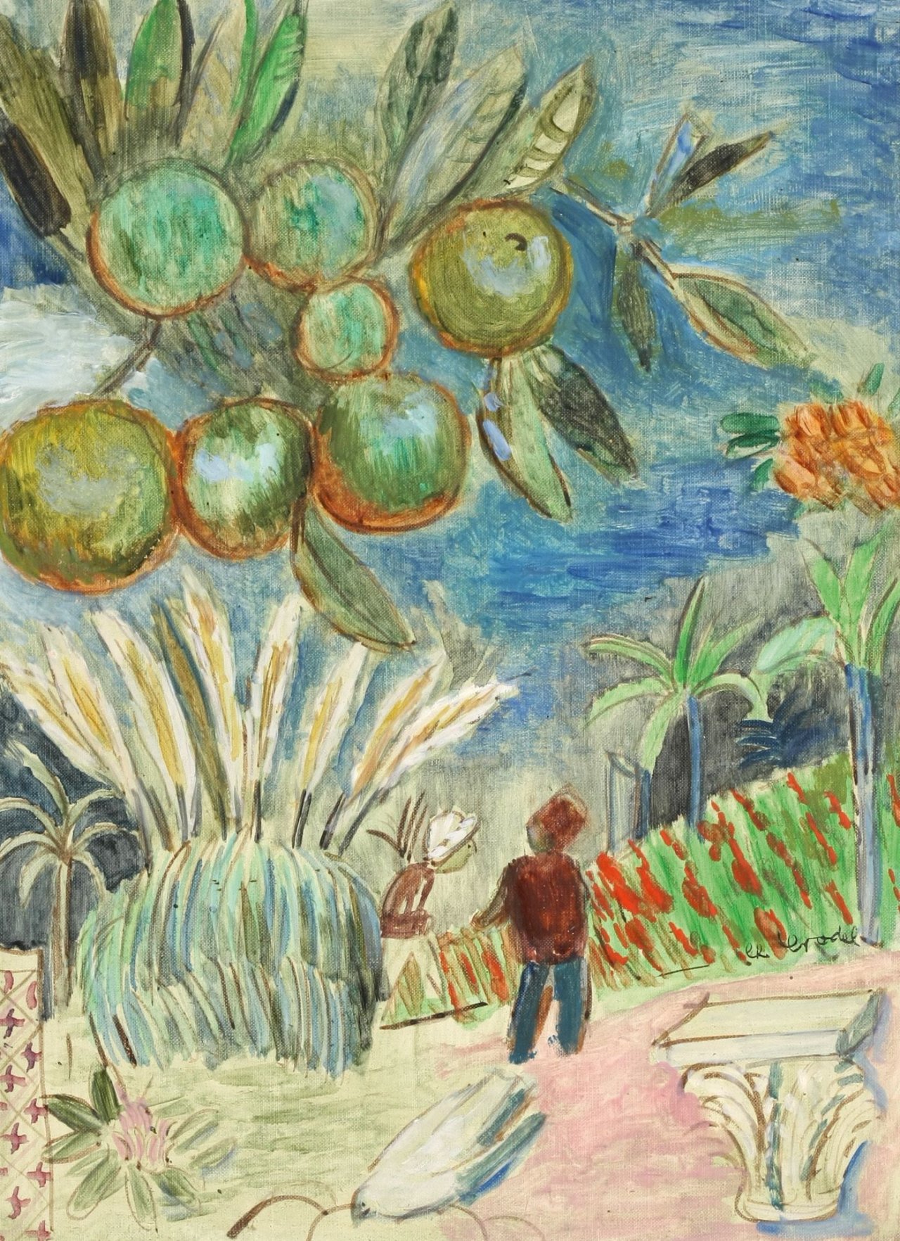 Auf diesem Bild ist das folgende Kunstwerk zu sehen: Charles Crodel. „Parklandschaft in Tunis“. Ca. 1955.