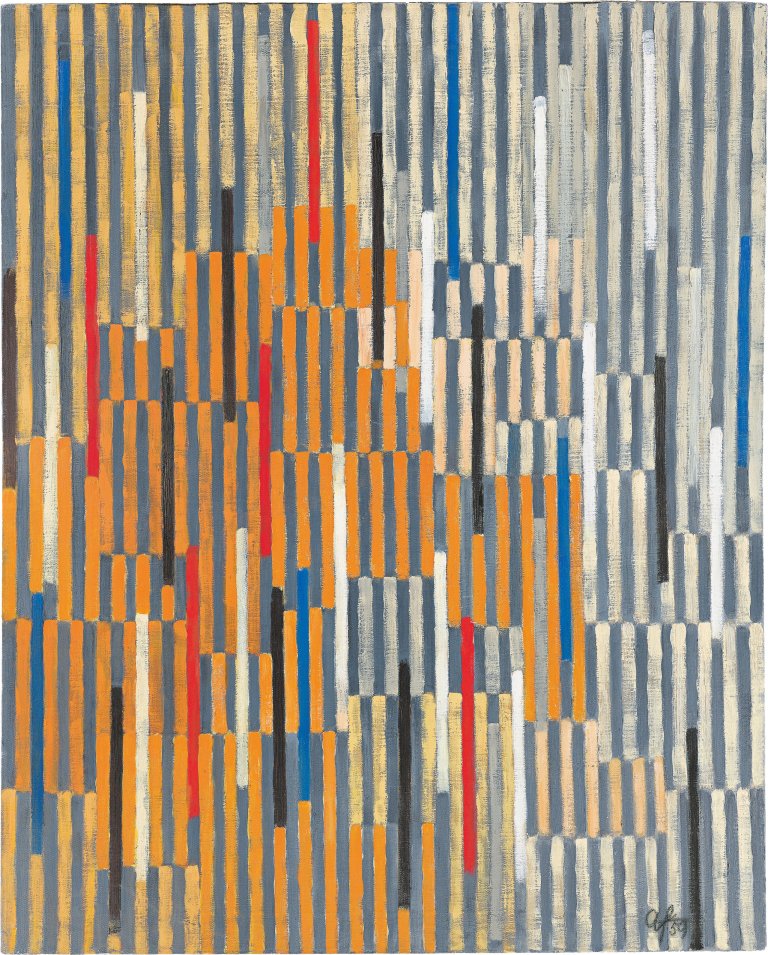 Auf diesem Bild ist das folgende Kunstwerk zu sehen: Adolf Fleischmann. „Composition 117“. 1959.