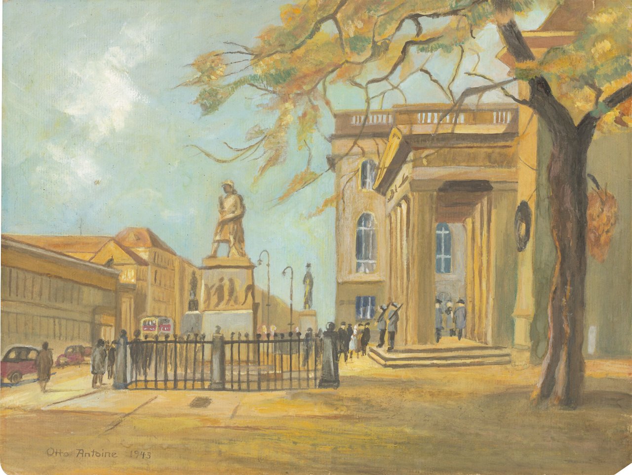 Auf diesem Bild ist das folgende Kunstwerk zu sehen: Otto Antoine. Unter den Linden an der Neuen Wache. 1943.
