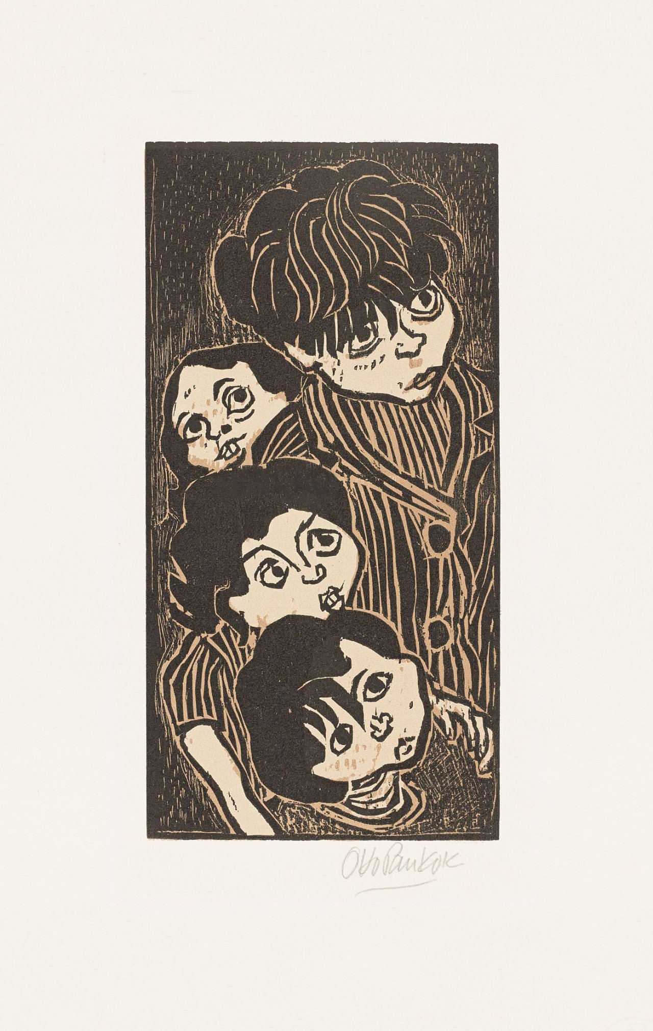 Auf diesem Bild ist das folgende Kunstwerk zu sehen: Otto Pankok. „Lauschende Kinder“. 1947.