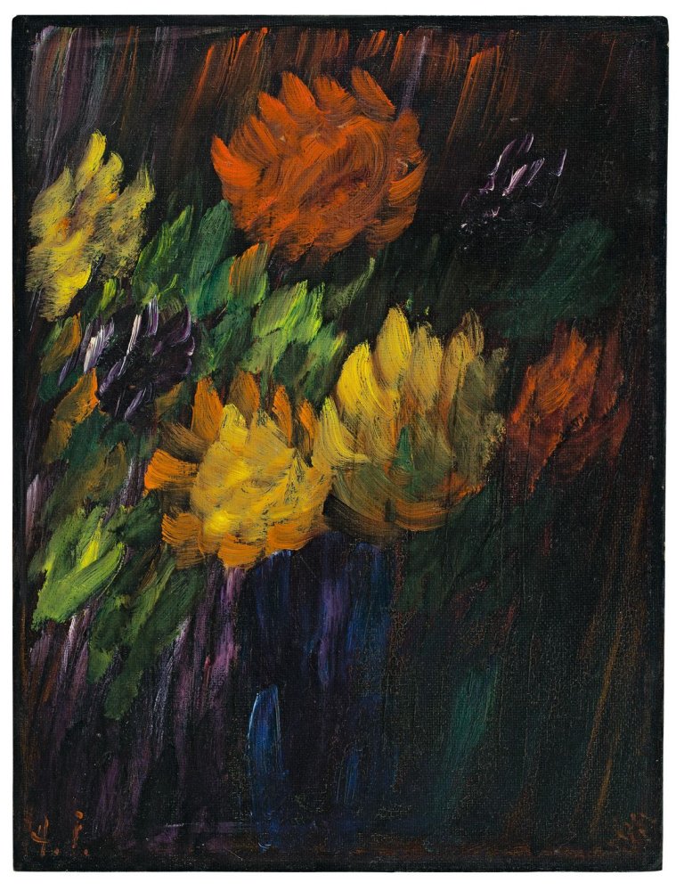 Auf diesem Bild ist das folgende Kunstwerk zu sehen: Alexej von Jawlensky. „Grosses Stilleben: Chrysanthemen“. Um 1937.