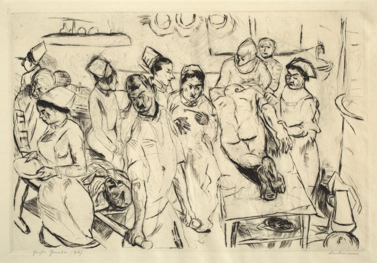 Auf diesem Bild ist das folgende Kunstwerk zu sehen: Max Beckmann. „Große Operation“. 1914.