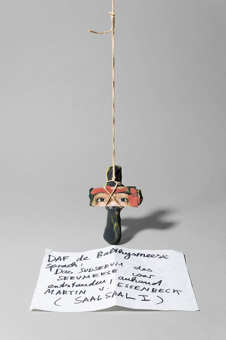 Auf diesem Bild ist das folgende Kunstwerk zu sehen: Jonathan Meese. „Nabob zu Nabob = D.A.F. (Menschheit)“. 2001.