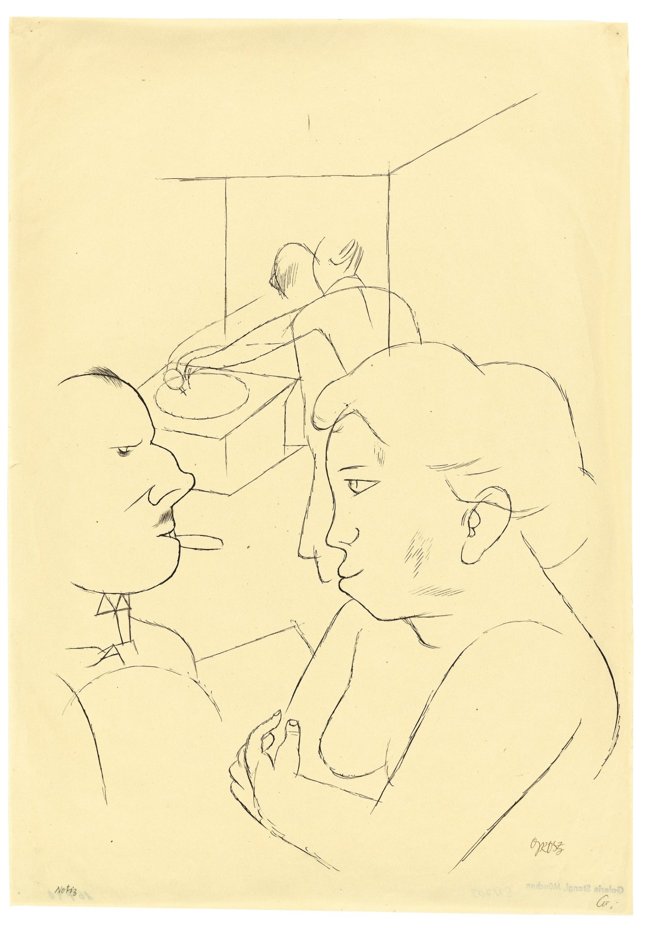 This picture shows the following artwork: George Grosz. In conversation. 1920.