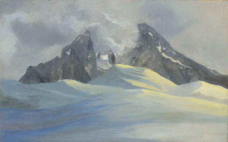 Auf diesem Bild ist das folgende Kunstwerk zu sehen:  Deutsch, um 1860. Der Watzmann.