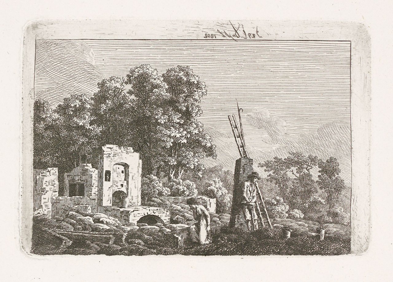 This picture shows the following artwork: Caspar David Friedrich. ”Die Brandstätte”. 1802.