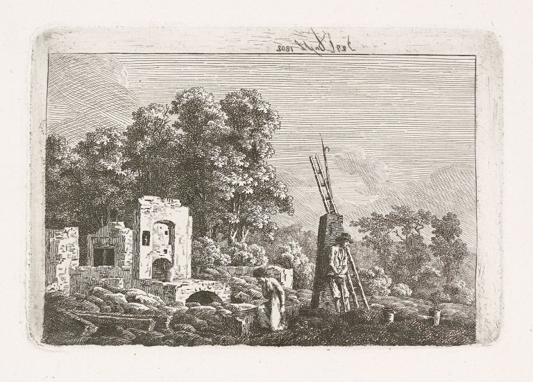 This picture shows the following artwork: Caspar David Friedrich. ”Die Brandstätte”. 1802.