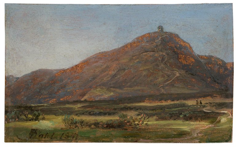 Auf diesem Bild ist das folgende Kunstwerk zu sehen: Johan Christian Clausen Dahl. „Die Schneekoppe im Riesengebirge in Schlesien“ („Riesenkoppe in Silesia“). 1847.