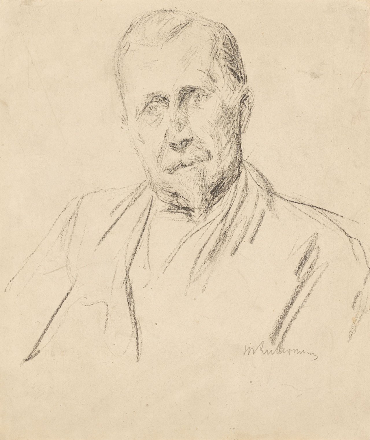 Auf diesem Bild ist das folgende Kunstwerk zu sehen: Max Liebermann. Heinrich Mann, Brustbild . Um 1930.