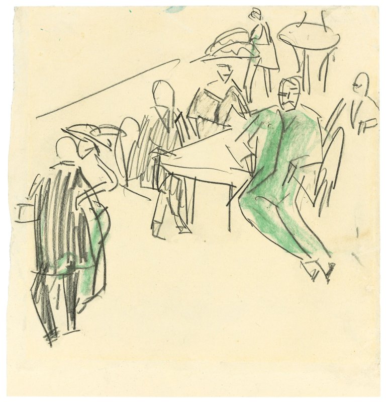 Auf diesem Bild ist das folgende Kunstwerk zu sehen: Ernst Ludwig Kirchner. Tanzlokal. Um 1910.