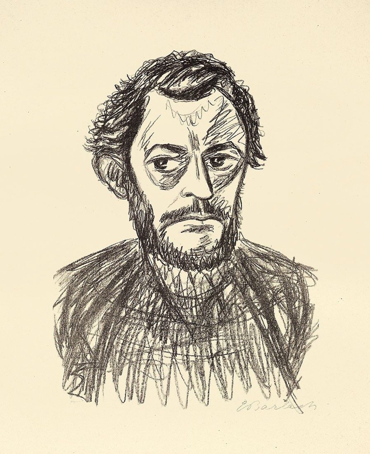 Auf diesem Bild ist das folgende Kunstwerk zu sehen: Ernst Barlach. „Selbstbildnis III“. 1928.