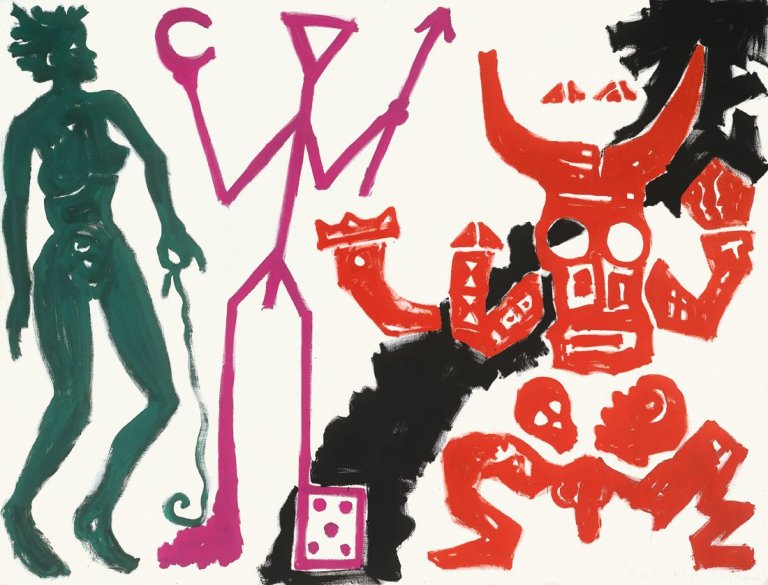 Auf diesem Bild ist das folgende Kunstwerk zu sehen: A.R. Penck. „O A TE MI 2“. 1981.