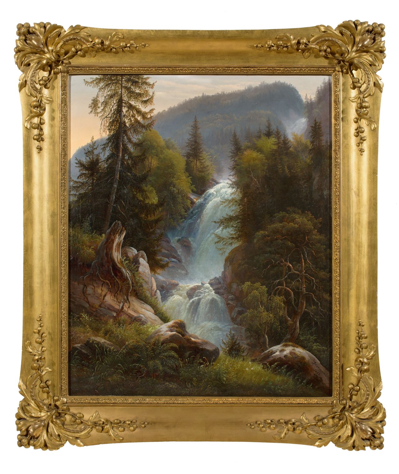 Auf diesem Bild ist das folgende Kunstwerk zu sehen: Karl Christian Sparmann. Der Giessbach im Berner Oberland. 1853.