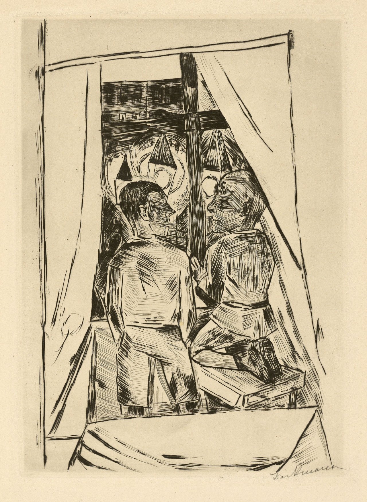 Auf diesem Bild ist das folgende Kunstwerk zu sehen: Max Beckmann. „Kinder am Fenster“. 1922.
