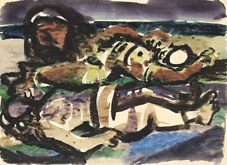 Auf diesem Bild ist das folgende Kunstwerk zu sehen: Eduard Bargheer. „Schlafende Fischer“. 1948.