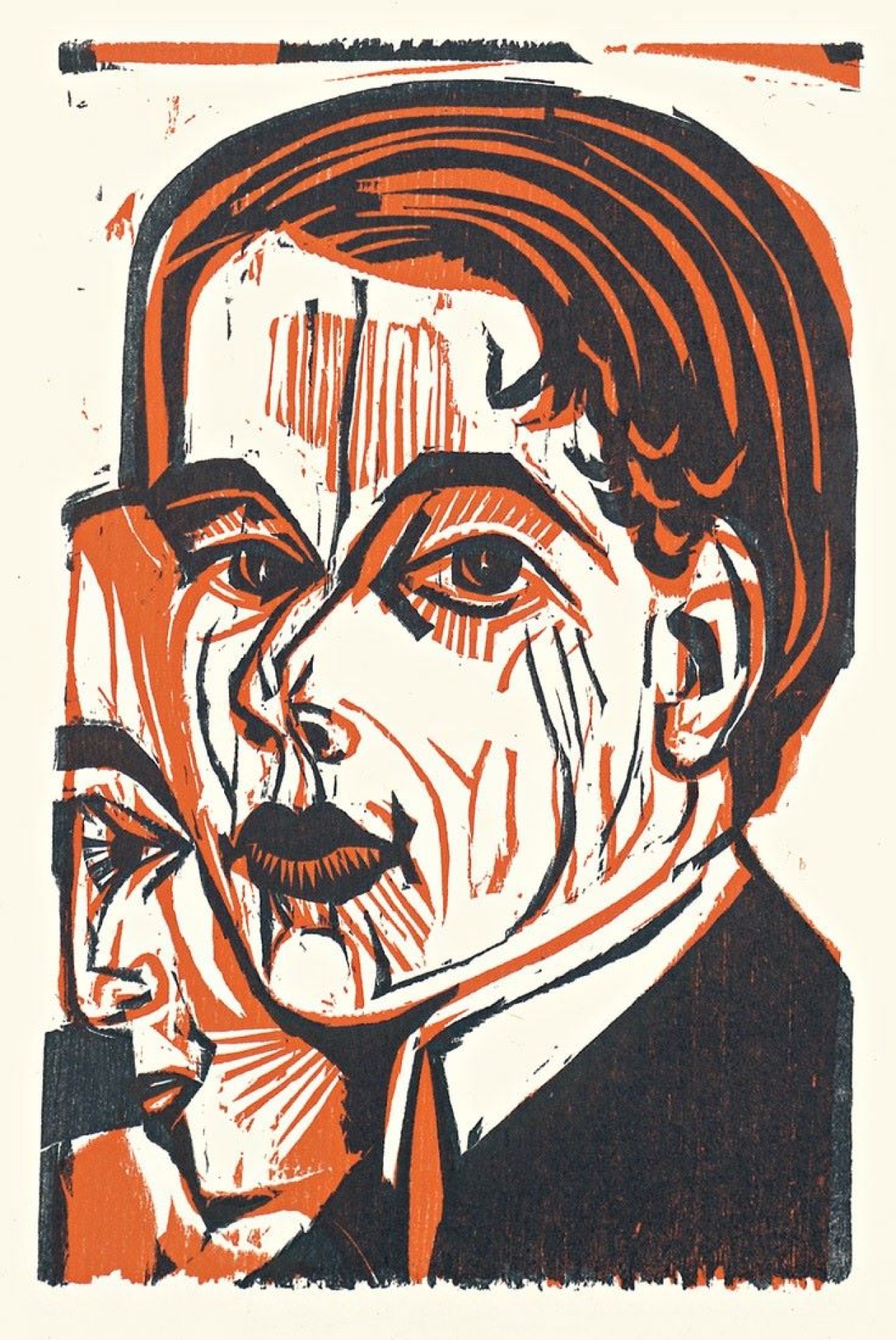 Auf diesem Bild ist das folgende Kunstwerk zu sehen: Ernst Ludwig Kirchner. „Männerkopf (Selbstbildnis)“. 1926.