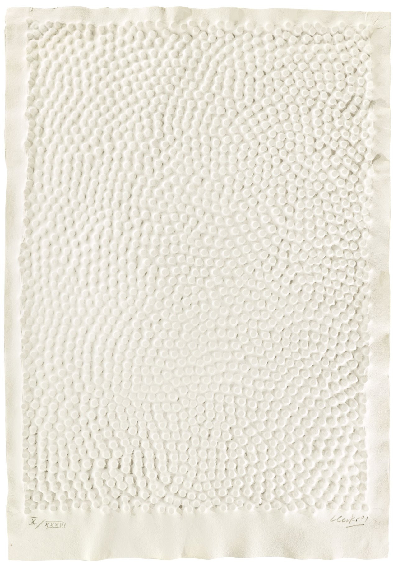 Auf diesem Bild ist das folgende Kunstwerk zu sehen: Günther Uecker. Wind I. 2001.